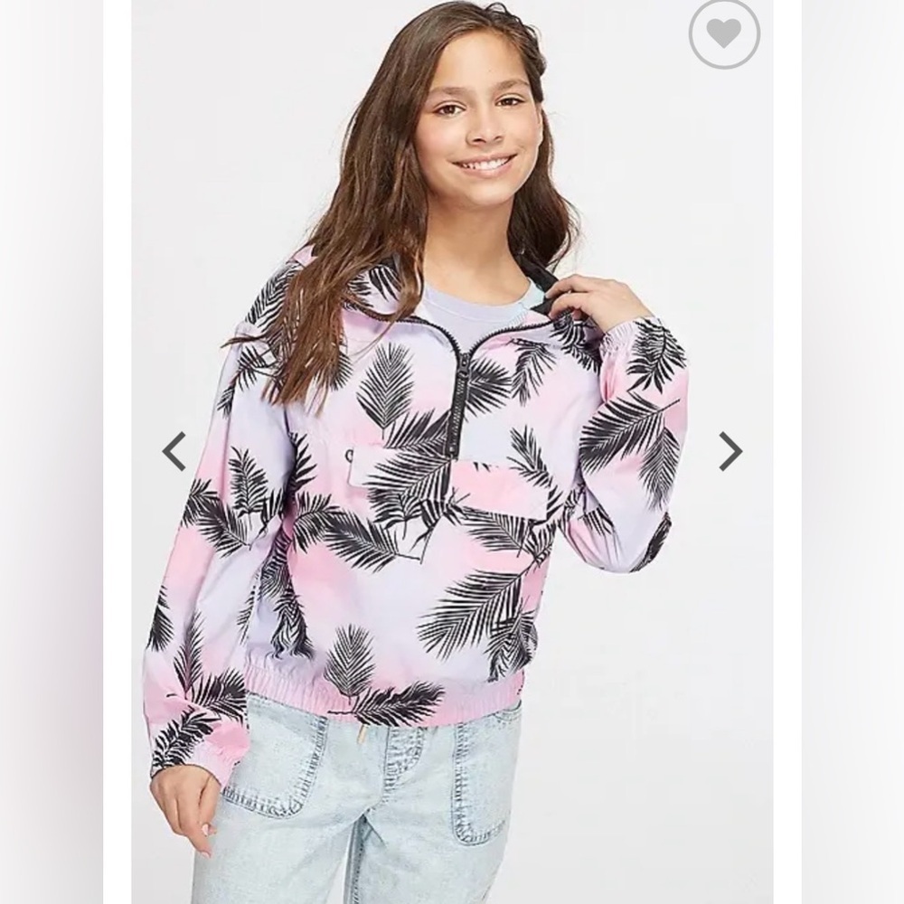 Justice Pink and Black Palm Print Half-Zip Pullover